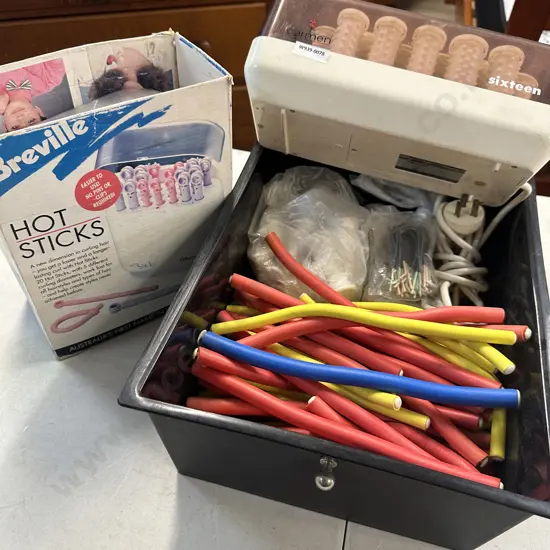 Hot Sticks, Carmen Hot Rollers Etc In Black Drawer